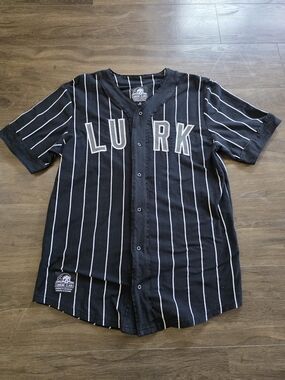 Lurking Class Sketchy Tank LURK Pinstripe Baseball Jersey Skull Black XL